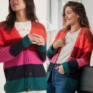 MARINE LAYER Block Stripe Oversized Cardigan Multi Color Women’s Size XL